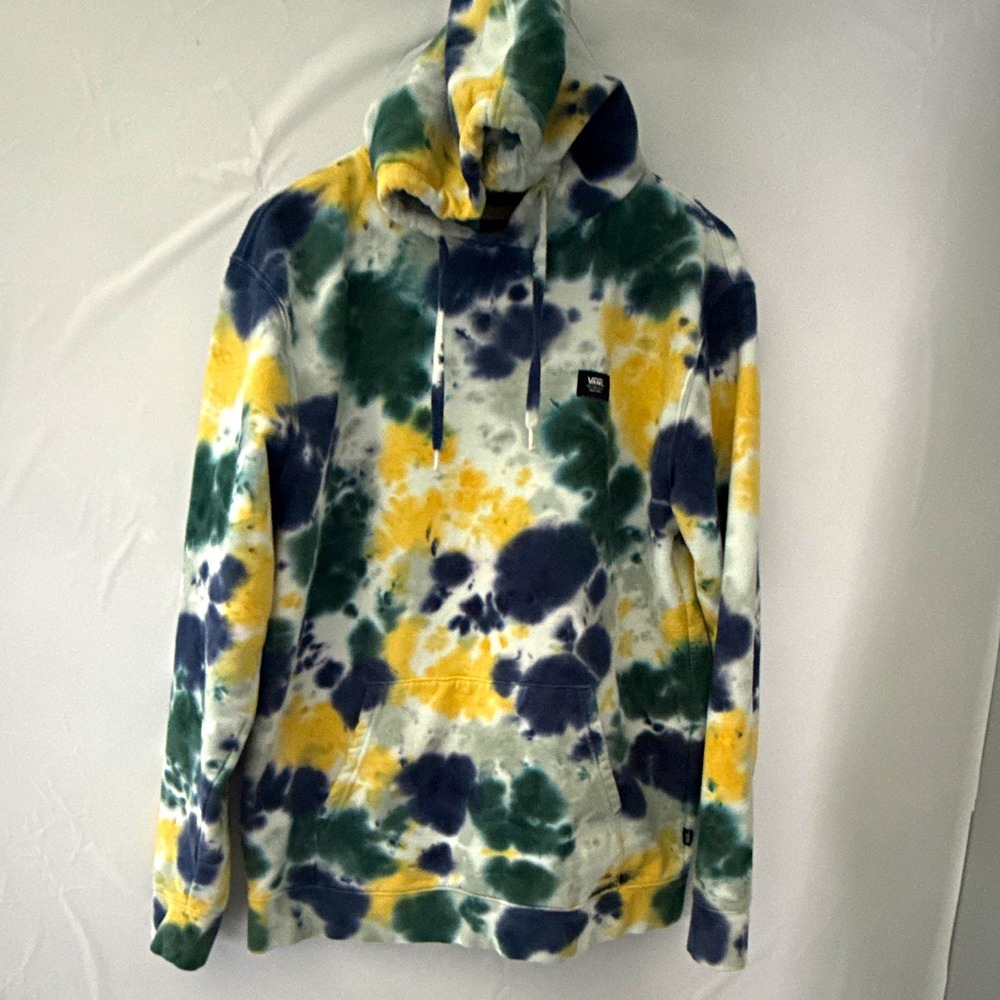 Vans Off The Wall Women's Tie-Dye Fleece Pullover Hoodie Pockets L Multi